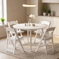 HOMCOM Lot de 4 chaises pliantes en résine et PU, chaises pliantes portables pour intérieur et extérieur, 45x44x78cm, blanc(m-10)