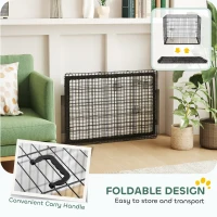 PawHut Gaiola Dobrável para Cães com Almofada, Portas e Tabuleiro Removível, 90 x 57,5 x 62 cm, Preto e Bege(m-7)