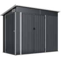 Outsunny Abrigo de Jardim Exterior 2,7 m² 234x132x185 cm com Três Portas Fechadura e Grelhas de Ventilação Cinzento(m-1)