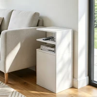 HOMCOM Juego de 2 Mesillas de Noche Dormitorio con Puerta Compartimentos Abiertos para Espacios Reducidos 25x30x60 cm Blanco(m-9)