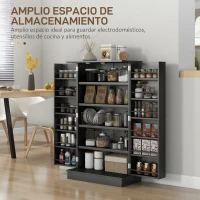 HOMCOM Armario Despensa Cocina con 2 Puertas y 16 Estantes Alacena Moderna con Estantes Ajustables 60x30x104cm Negro(m-4)