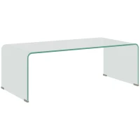 HOMCOM Mesa de centro em vidro estável, design monobloco, simples e moderna, 100 x 50 x 35 cm, Transparente(m-1)