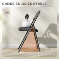 HOMCOM Lot de 4 chaises pliantes et portables intérieur avec assises et dossiers rembourrés en velours, cadre en acier, gris foncé(m-7)