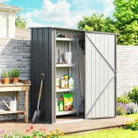 Outsunny Abrigo de Jardim 1,34m² 161,5x94,5x196 cm Abrigo de Exterior de Aço Galvanizado com Porta e Fechadura Preto(m-10)