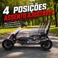 HOMCOM Go Kart Elétrico para Crianças Kart a Bateria 12V Velocidade Ajustável 3-5 km/h e Cinto de Segurança 100x58x58,5 cm Branco(m-6)