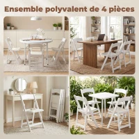 HOMCOM Lot de 4 chaises pliantes en résine et PU, chaises pliantes portables pour intérieur et extérieur, 45x44x78cm, blanc(m-7)