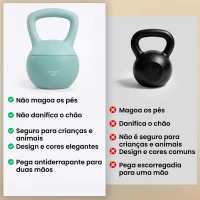 SPORTNOW Kettlebell de 6 kg Pesa Russa Preenchida de Areia Metálica e Alça Antiderrapante para Treino em Casa Ginásio 19x19x28 cm Verde(m-7)