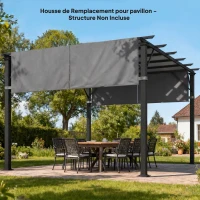 Outsunny Lot de 2 toiles de rechange pergola rétractable 4,9 x 1,2 m pour pergola de 3 x 3 m polyester protection UV gris foncé(m-9)