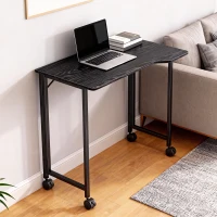 HOMCOM Birou Pliant 80 x 52 cm, Birou pentru Calculator pe Roți cu Fantă pentru Dispozitiv, Montaj Ușor, Negru(m-6)