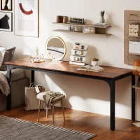 HOMCOM Schreibtisch, Computertisch, rustikales Design, viel Platz, Spanplatte, Braun(m-7)
