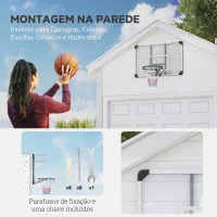 SPORTNOW Tabela de Basquetebol de Parede com Aro, Rede e Estrutura em Aço para Exterior, 113x61x73 cm, Branco e Preto(m-4)