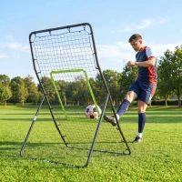 HOMCOM Baseball Rebounder, Tragebar Softball Pitchback-Netz, Rückprallnetz mit Ziel Zone, Pitching Netz für Basebälle Softbälle, Metall, Schwarz(m-7)