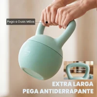 SPORTNOW Kettlebell de 6 kg Pesa Russa Preenchida de Areia Metálica e Alça Antiderrapante para Treino em Casa Ginásio 19x19x28 cm Verde(m-5)