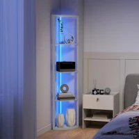 HOMCOM Lampă LED de podea 5 nivele dimabilă cu raft, schimbare de culoare RGB, telecomandă(m-5)