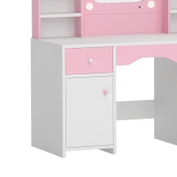 AIYAPLAY Coiffeuse pour Enfants avec Tabouret et Miroir Lumineux à 2 Couleurs en Acrylique, pour 3-8 Ans, 90 x 41 x 104 cm, Rose(m-12)