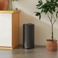 HOMCOM Mülleimer 30 L Treteimer mit Softclose-Deckel und Pedal, Inneneimer Metall, Schwarz, 36 x 30 x 60,5 cm(m-10)