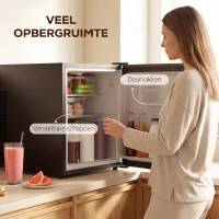 HOMCOM Mini-koelkast 44 L/46 blikken Kleine koelkast met instelbare thermostaat 43 x 51 x 51,3 cm, Zwart(m-8)