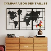 HOMCOM Lot de 3 décorations murales en métal moderne, sculpture murale en métal géométriques abstraites, 50 x 80 cm, noir(m-7)
