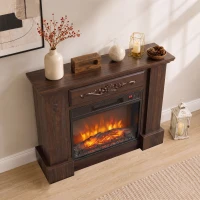 HOMCOM Stand-Elektrokamin 1800W mit Flammeneffekt, Fernbedienung, Timer und einstellbarer Temperatur, Braun(m-5)