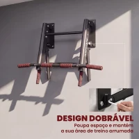 SPORTNOW Barra de Elevações de Parede Dobrável com 3 Argolas para Bandas de Resistência, Pegas Antiderrapantes, Carga 120 kg(m-5)