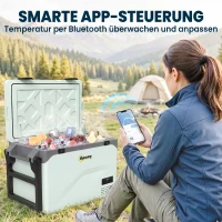 Outsunny 42,5 Liter Kompressor Kühlbox Leise elektrisch Mini Kühlschrank bis -20℃ Kühlbox mit Bluetooth Rolle Griff Handyhalter(m-5)