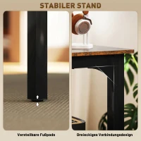 HOMCOM Schreibtisch, Computertisch, rustikales Design, viel Platz, Spanplatte, Braun(m-5)