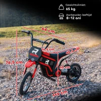 HOMCOM Elektrische Kindermotorfiets, 24V met Toeter en Verlichting, Draaigashendel, 8-16 km/u, 8-12 Jaar, Rood(m-3)