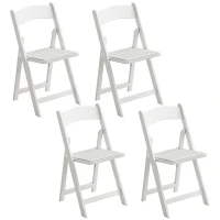 HOMCOM Lot de 4 chaises pliantes en résine et PU, chaises pliantes portables pour intérieur et extérieur, 45x44x78cm, blanc(m-1)
