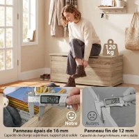 HOMCOM Coffre de rangement, banc de rangement avec couvercle rabattable et charnières de sécurité, 100 x 40 x 40 cm, naturel(m-6)