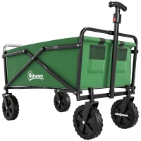 Outsunny Chariot à roulettes pliable chariot de transport à roulettes charge 40 kg poignée ajustable 83 x 50 x 99 cm vert foncé(m-18)
