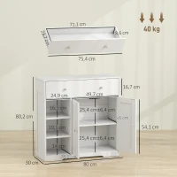 HOMCOM Armário de Casa de Banho Estreito com Gaveta 2 Portas e 3 Prateleiras Abertas 80x30x80,2 cm Branco Texturado(m-3)