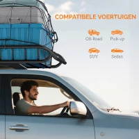 SPORTNOW Dakbagagekorf universeel met windscherm, tot 150 kg, 116 x 92 x 11,5 cm voor SUV's en trucks, zwart(m-8)