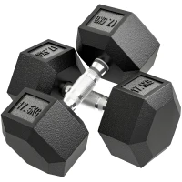 HOMCOM Set de 2 Mancuernas Hexagonales de 2x17,5 kg de Hierro Fundido Recubiertas en Goma para Entrenamiento en Casa Gimnasio(m-1)