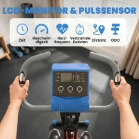 HOMCOM Hometrainer fietstrainer hometrainer LCD display opvouwbaar verstelbaar blauw+grijs(m-4)