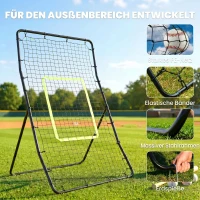 HOMCOM Baseball Rebounder, Tragebar Softball Pitchback-Netz, Rückprallnetz mit Ziel Zone, Pitching Netz für Basebälle Softbälle, Metall, Schwarz(m-4)