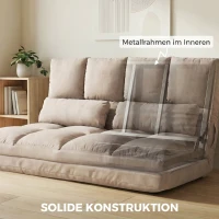 HOMCOM 2-in-1 Bodensessel, Rückenlehne, Verstellbar, 102 x 73 x 60 cm, Beige(m-7)