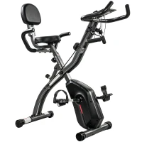 SPORTNOW Bicicleta Estática Plegable con 8 Niveles de Resistencia Volante Pantalla LCD Bluetooth Pulsómetro y Sillín Ajustable(m-11)