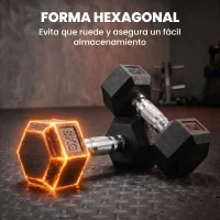HOMCOM Juego de Mancuernas 2x8 kg con Barra de Conexión de Metal Cabeza Hexagonal para Entrenamiento en Casa Negro y Plata(m-6)