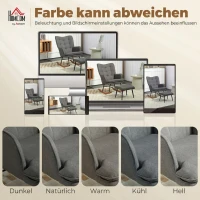 HOMCOM Schommelstoel met Voetenbank, Comfortabel, Tot 130 kg, Linnenlook, 64x89x90cm, Donkergrijs(m-7)