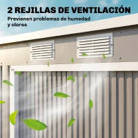 Outsunny Cobertizo de Jardín Exterior 2,42 m² 213x130x172 cm con Puerta Corredera Techo Inclinado Base y 2 Ventanas Gris Claro(m-8)
