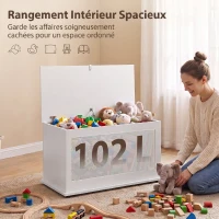 HOMCOM Coffre de Rangement, Banc de Rangement avec Couvercle Rabattable et Charnières de Sécurité, 80 x 40 x 45 cm, Blanc(m-4)