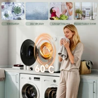 HOMCOM Sèche-linge à évacuation portable 2,5 Kg, sèche-linge électrique 400/800 W, 5 modes de séchage, 48 x 44 x 57 cm, blanc(m-6)