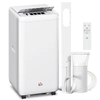 HOMCOM Aire Acondicionado Portátil 12000 BTU 5 en 1 Enfriamiento Deshumidificador Ventilador Temporizador para 35 m² Blanco(m-1)