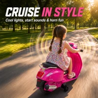 AIYAPLAY Moto électrique enfants 6 V, voiture électrique enfants avec Roues d'Apprentissage, pour 2-4 Ans, 71 x 37 x 52 cm, Rose(m-8)