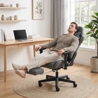 HOMCOM Chaise gaming ergonomique, fauteuil gamer avec accoudoirs 3D, dossier inclinable, hauteur réglable, 72x76x132cm, gris(m-10)