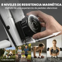 SPORTNOW Bicicleta Estática Plegable con 8 Niveles de Resistencia Volante Pantalla LCD Bluetooth Pulsómetro y Sillín Ajustable(m-6)