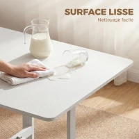 HOMCOM Table à Manger Pliante sur Roulettes pour 4-6 Personnes 120 cm, Roues avec Freins, 2 Abattants, Style Industriel, Blanc(m-7)