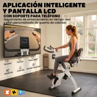 SPORTNOW Bicicleta Estática Plegable con 8 Niveles de Resistencia Volante Pantalla LCD Bluetooth Pulsómetro y Sillín Ajustable(m-5)