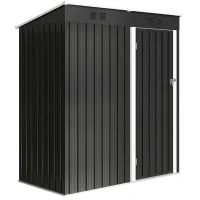 Outsunny Abrigo de Jardim Exterior 1,37 m² 163x90x179 cm com Porta com Fechadura e Grelhas de Ventilação Cinzento Escuro(m-1)