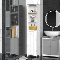 HOMCOM Meuble Colonne de Salle de Bain Meuble colonne rangement WC avec étagère et tiroir, placard 34L x 24l x 170H cm Blanc(m-10)